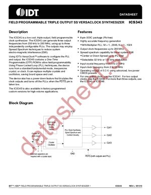 ICS343MIPLFT datasheet  